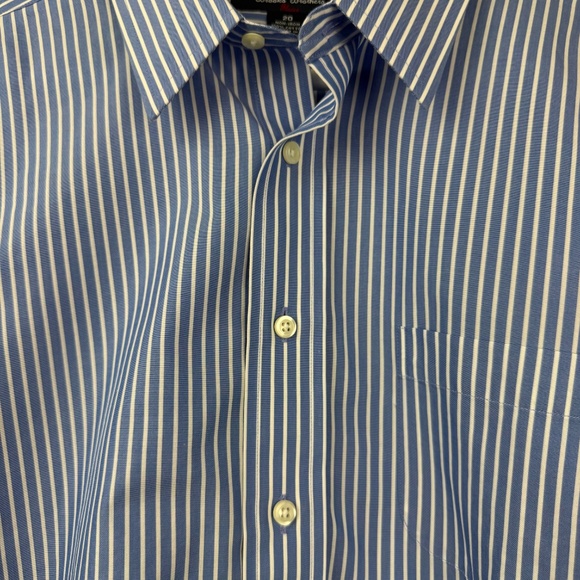 Brooks Brothers Fleece Non-Iron 100% Cotton Blue White Stripe Dress Shirt 20 - Picture 7 of 11